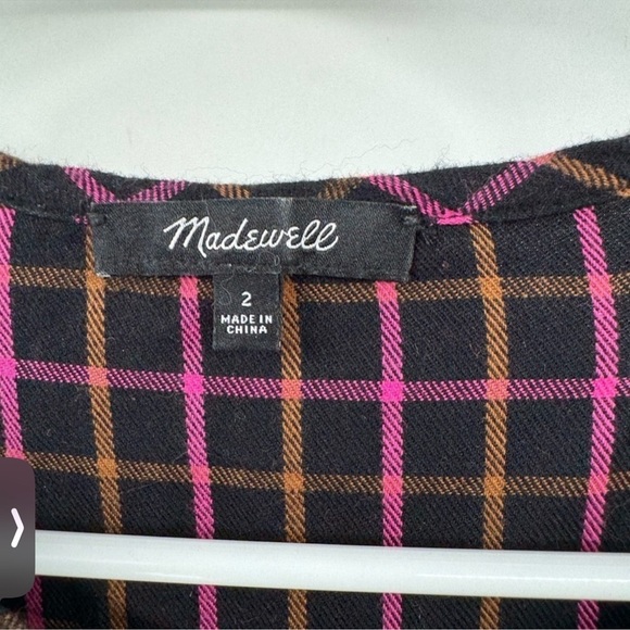 Madewell plaid flannel raglan babydoll dress half sleeve size 2 - Picture 6 of 13